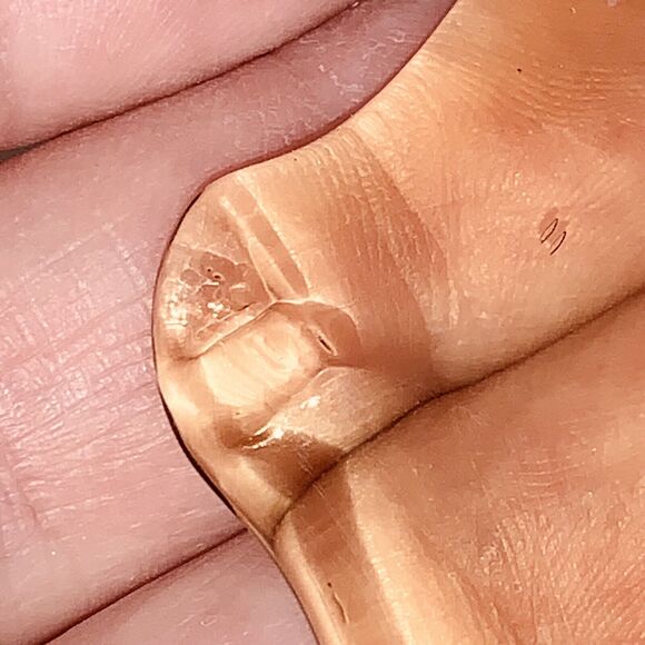 MCM Vtg Hand-Blown Amber Glass Yellow Vase Folded Open Top Pedestal Much Detail - Picture 13 of 16